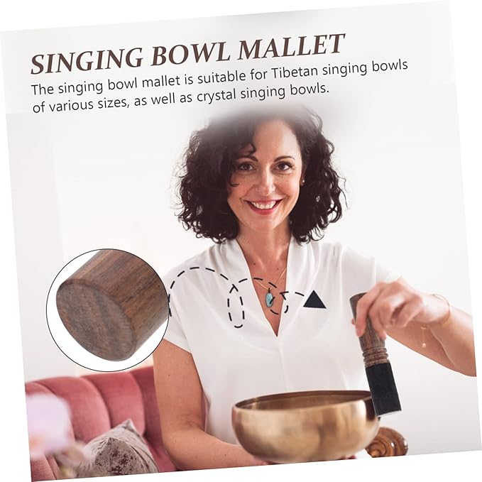 minkissy Nepalese Handmade Sound Bowl Rod Music Therapy Mallet for Meditation Durable Wooden Stick with Unique Handle Design Singing Bowl Accessory for Peaceful - Bloomnest
