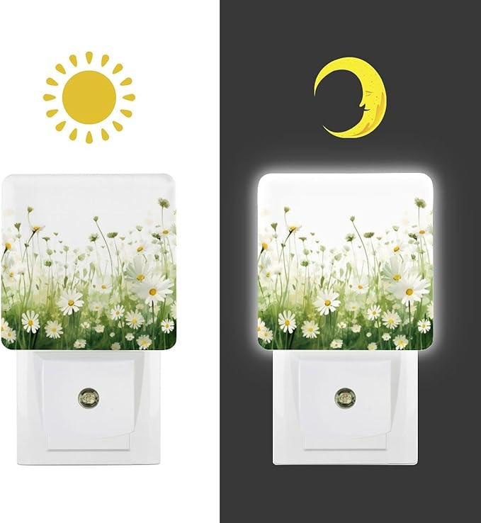 Flowers Night Light, Plug into Wall Decor Nightlights for Bedroom, Bathroom, Hallway, Kitchen, with Dusk to Dawn Light Auto Sensors LED Night Lights for Boys Girls Women Men Room Gifts - Bloomnest