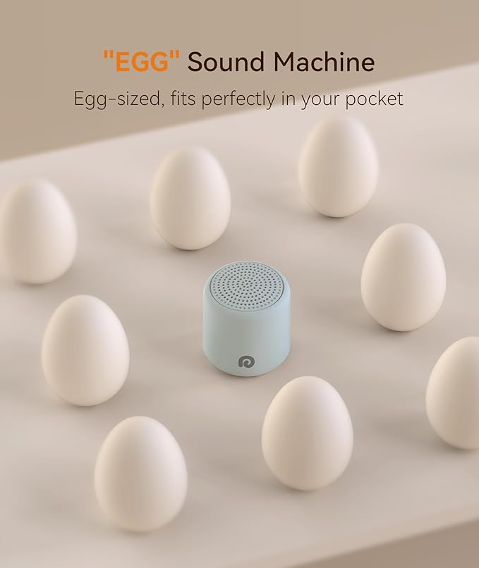 Dreamegg Portable White Noise Machine - Travel Sound Machine for Sleep, Features Powerful Battery, Egg-Sized, 16 Nature Sounds, Timer, Sound Machine for Baby Adults Office Privacy Home Gift (Ocean)