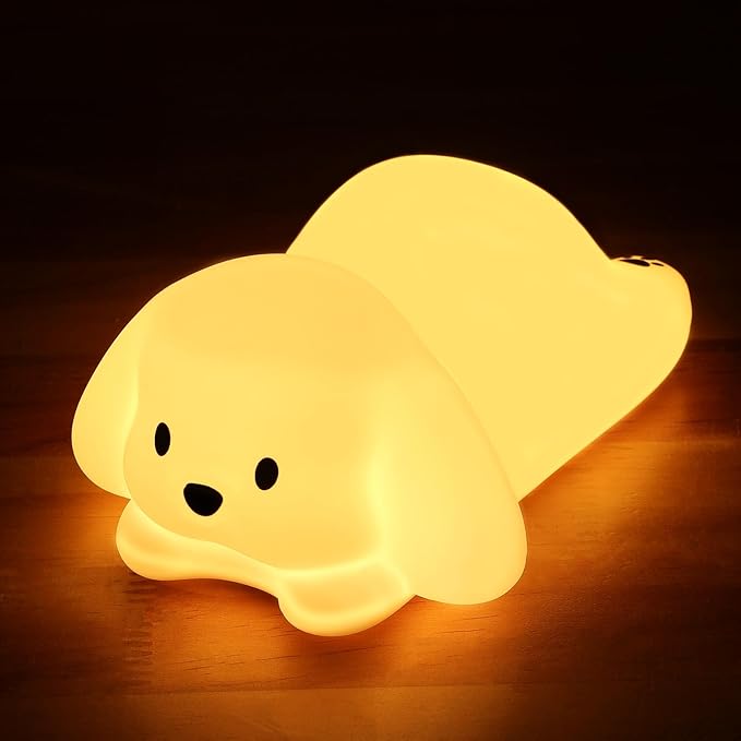Tremdwoto Dog Night Light for Kids,Cute 7 Colorful Night Light Baby Girl Squishy Night Lights Lamp 1/3 Hour Timer Puppy Light Dimmable Nursery Nightlight，Kawaii Bedroom Decor,Gift for Boys and Girls - Bloomnest
