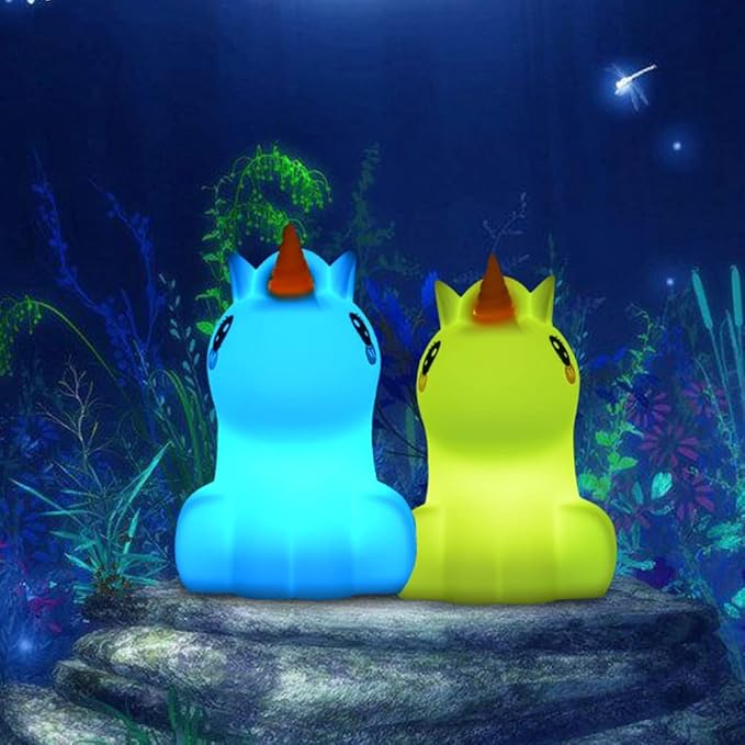 Night Lights Unicorn Nursery Lamp, Children Silicone Bedside Lighting Decorative Bedroom - Eye Caring, Adjustable Brightness & Color, Time Setting, Children's Gift Birthday Presents - Medium - Bloomnest