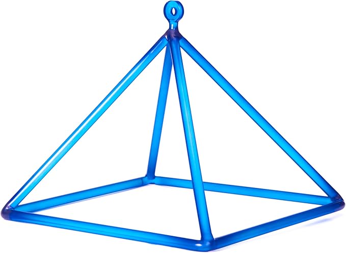 TOPFUND Blue Crystal Singing Pyramid 8 inch with Carrying Case and Quartz Suede Mallet