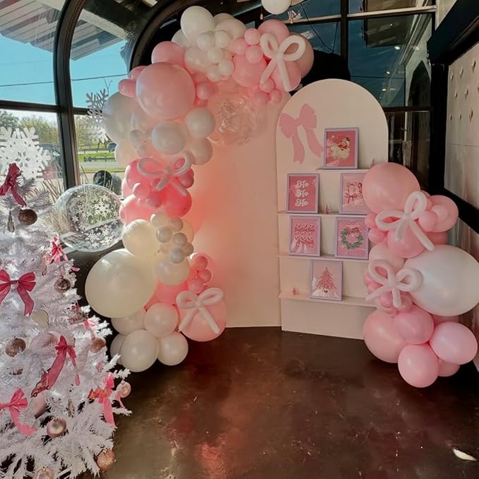 Pink Bow Balloon Garland Arch Kit - Coquette Birthday Decorations Coquette Bow Pink and White Balloon Arch Kit Different Size for Bridal Girls Birthday Baby Shower Valentine's Day Decorations - Bloomnest