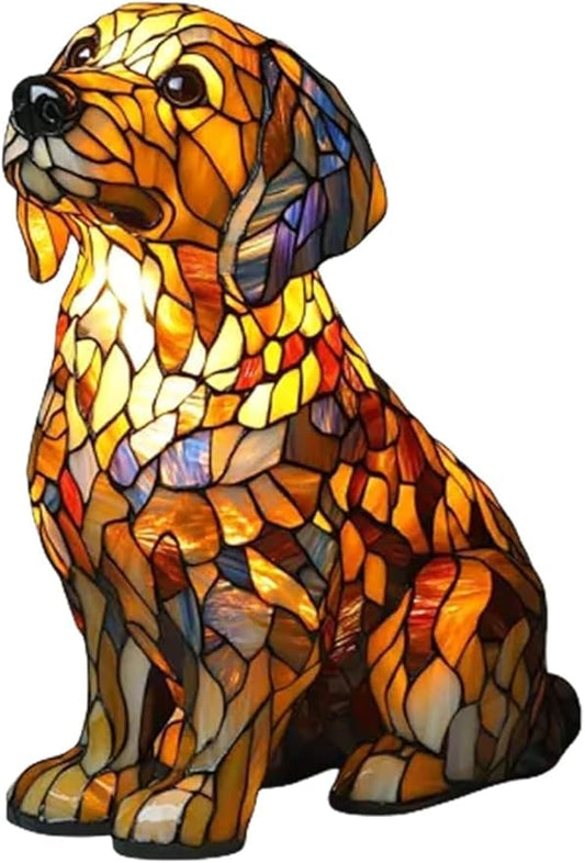 Atlodas Labrador Lamp, Dogs Stained Resin Tabletop Night Light, Dog Series Art Night Light, Dog Stained Glass Lamp, 3D Cute Pet Themed LED Table Lamps, Gift for Lovers (#13) - Bloomnest