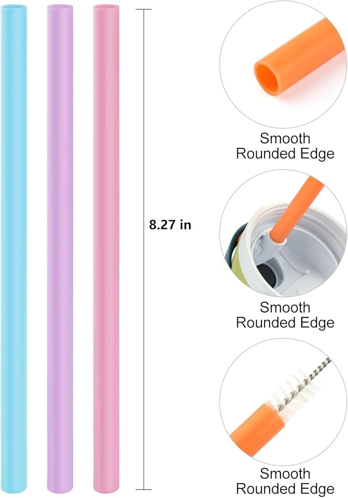 Straws Replacement Compatible with Owala Freepsip 24oz,32oz Water Bottle,Replacement Parts For Owala Free Sip Sway 30 oz,Include 6 BPA-FREE Straws and 1 Cleaning Brush Bubrike