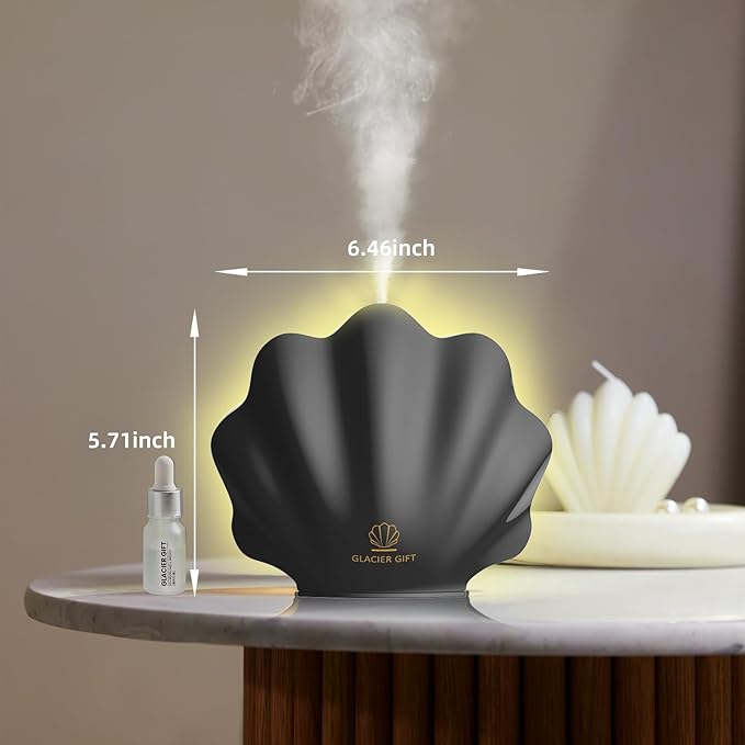 Essential Oil Diffuser 260ML, Shell Aroma Diffuser with Remote Control Humidifier with 7 Colors LED Night Light for Bedroom Home Relaxation (Black) - Bloomnest
