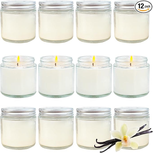 12 Pcs 4 Oz Mini Soy Candles,Vanilla Scented,Aromatherapy Candle,Bulk Candle Set，Great Stress Relieving Scented Candles for Girls as a Gift for Birthdays, Weddings and More! - Bloomnest