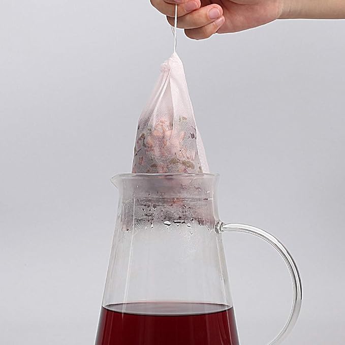 Fenshine 100Pcs Large Tea Bag - Disposable Empty Tea Filter Bags No Mess Mesh Bags with Drawstring for Concentrate/Iced Coffee, Herb, Loose Leaf Tea - Bloomnest