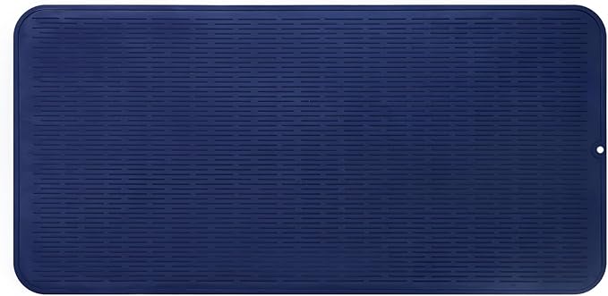 Silicone Dish Drying Mat for Multiple Usage,Easy clean,Eco-friendly,Heat-resistant Silicone Mat for Kitchen Counter or Sink,Refrigerator or Drawer Liner Navy Blue 5XL 36inches x 18inches - Bloomnest