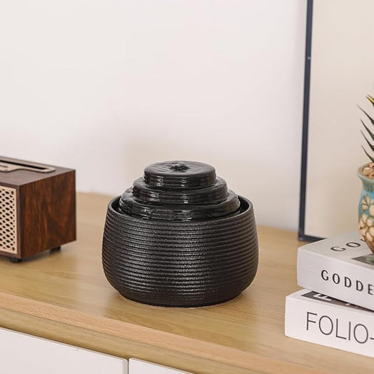 Ceramic Tabletop Fountain Water Feature for Indoor and Home Decoration Table Desk Office Patio (Black A155) - Bloomnest