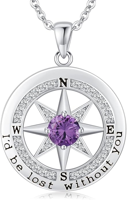 S925 Necklace Gift for Wife |Compass Jewelry |Women Anniversary |Sterling Silver |Girlfriend Birthday Gifts for Her Valentines |I'd be Lost without You |Jewel 18K Gold - Bloomnest