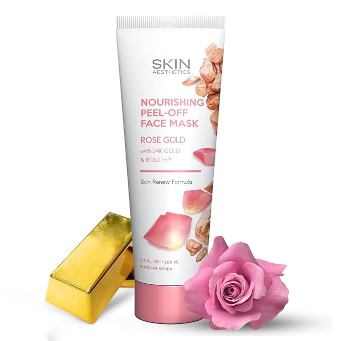 Rose Gold Peel-Off Face Mask - Unclogs Pores, Removes Oil & Dirt, Tightens Skin, Blackhead Remover - Dermatologist Tested Korean Skincare - Clean Beauty, Cruelty-Free - 6.7 Fl oz - Bloomnest