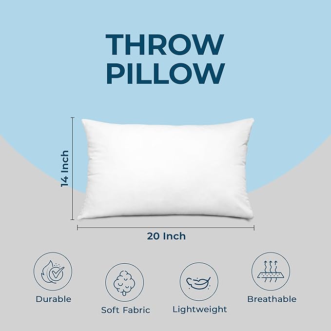 Utopia Bedding Throw Pillows (Set of 4, White), 14 x 20 Inches Pillows for Sofa, Bed and Couch Decorative Stuffer Pillow - Bloomnest