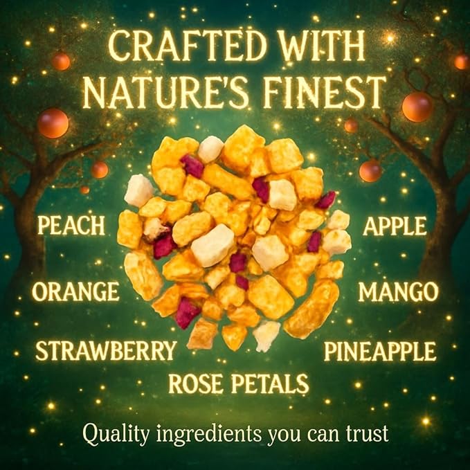Bellasia Tea Peach Fantasy for Kids Using Real Fruit Pieces - Caffeine Free Herbal Tea Blend with Real Ingredients & Balanced Flavor- Add Loose Leaf Tea to Your Child’s Routine for A Fun & Tasty Drink - Bloomnest