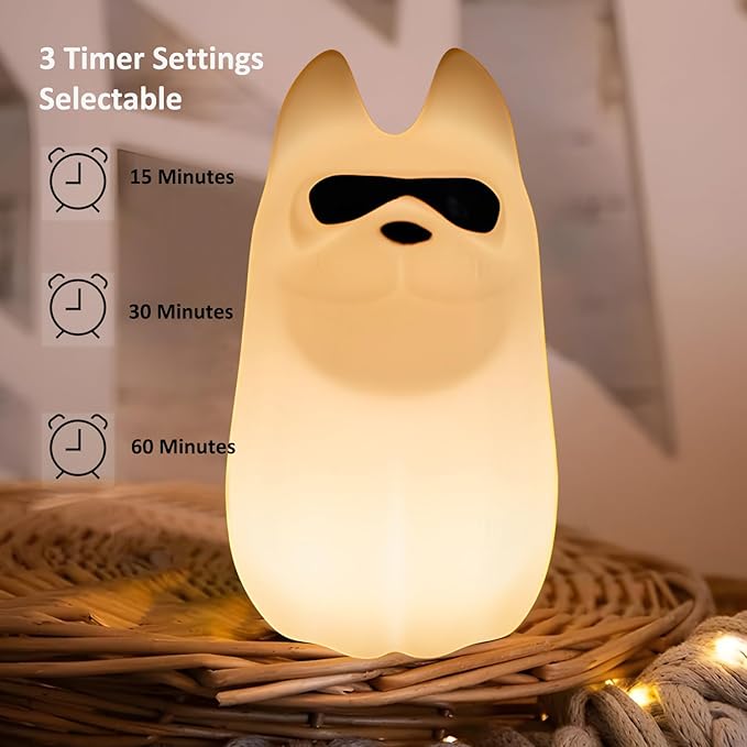 Cute Dog Night Light, 7 Colors Want Want Nightlight, LED Bedside Lamp, Touch-Sensitive for Bedroom, Living Room,Dorm Room Decor for Christmas Gift Baby Kids Girls Teens - Bloomnest