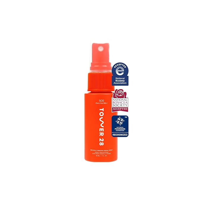 Tower 28 SOS Daily Rescue Facial Spray - Hypochlorous Acid Spray to Help Reduce Redness, Calm Irritation + Alleviate Flare-Ups - Purifying Travel Size Face Toner - Everyday Skin Care Essential (1 oz) - Bloomnest