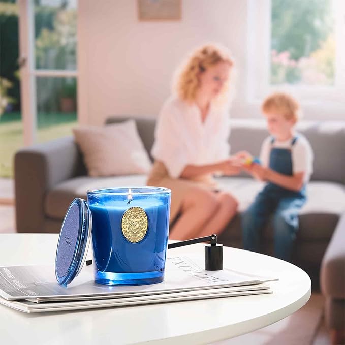 M&SENSE Natural Summer Soy Candle | Ocean Dream & Blule | 9.2 oz, 50H Burn Time | Luxury Scented Candle for Relaxation, Gifting, Home Décor | Ideal for Bedroom, Office, Party Ambiance - Bloomnest