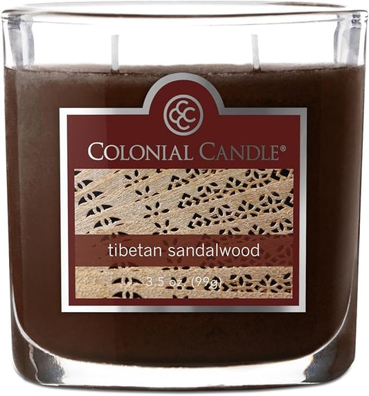 Colonial Candle Tibetan Sandalwood Scented Jar Candle, 2 Wick, 3.5 oz, Mottled Wax Candle - Bloomnest