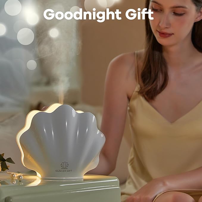 Essential Oil Diffuser 260ML, Shell Aroma Diffuser with Remote Control, 7 Colors LED Night Light for Bedroom Home Relaxation, Valentines Day Gifts - Bloomnest