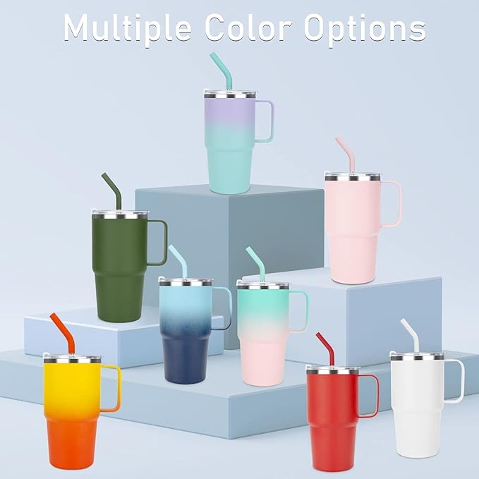 Sursip 24 oz Insulated Cup with Handle, Double Wall Vacuum Stainless Steel Tumbler with Straw and 2 Lids, For Cold/Hot Drinks, Coffee Travel Mug for Car/Home/Office/Party/Camping (Lilac-1 Pack) - Bloomnest