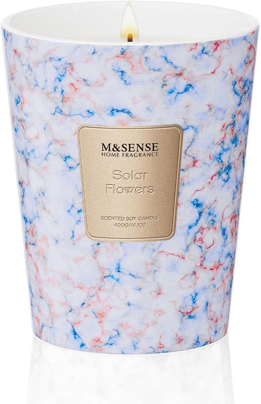 M&SENSE SolarFlowers Scented Candles for Home, Lead-Free Wick Highly Scented Jar Candles, 14.1 Oz 80 Hours Lasting Burning Candles Gifts for Women, Relaxing Aromatherapy Candle for Stress Relief - Bloomnest