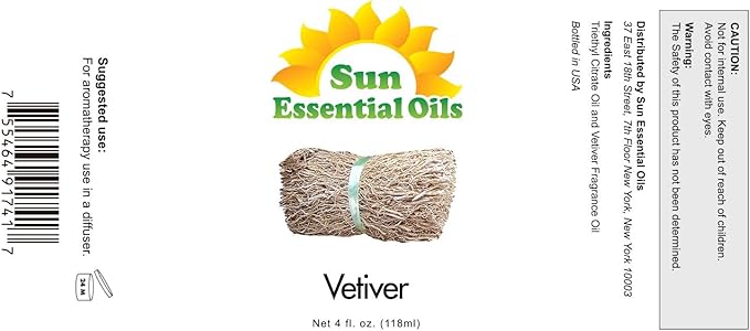 Sun Essential Oils Vetiver Essential Oil, 4 oz, for Aromatherapy – Vetiver Oil - Bloomnest