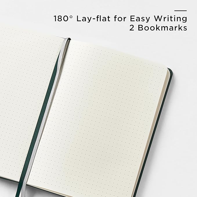 &And Per Se Dotted Journal Notebook (10 packs), A5 Hardcover Leather Bullet Dotted Journal, 160 Pages 100GSM Thick Paper, 3 Sheets of Stickers Included - 5.7'' x 8'' (Green) - Bloomnest