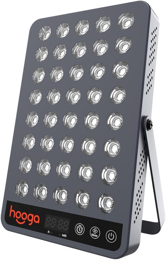 Hooga Red Light Therapy Panel Device – 660nm Red & 850nm Near Infrared Light Therapy, LED Light Therapy Lamp for Face & Body, 40 LEDs, Timer, Adjustable Stand – HG200 Hooga