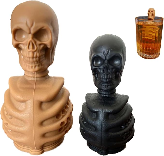 2 pcs Skull Tea Infusers for Loose Tea, Food Grade Silicone Hot Tea Strainers (black)