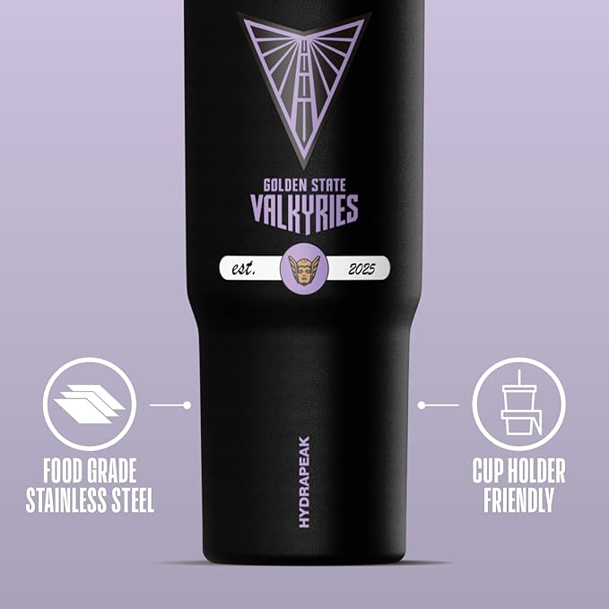 Hydrapeak x WNBA Officially Licensed Golden State Valkyries 32 oz Nomad Tumbler with Handle and Straw Lid, Leakproof Stainless Steel Water Bottle - Bloomnest