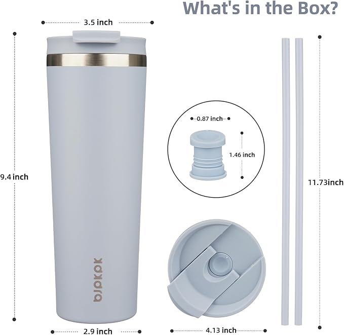 BJPKPK 30oz Stainless Steel Insulated Tumbler With lid And Straw Travel Coffee Thermal Tumblers Cup For Women And Men,Modern Blue - Bloomnest