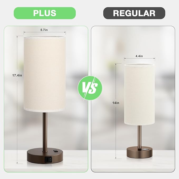 Touch Bedside Table Lamp with USB - 3 Way Dimmable Brown Lamp for Bedroom Nightstand, Desk Lamp with Charging Station for Dorm, Office, Kids Room, Living Room - Bloomnest