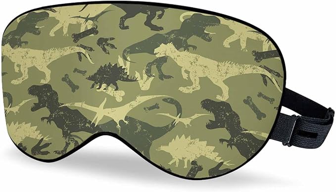 Grunge Dinosaur Sleep Eye Mask Camouflage Dino Men Women Sleep Mask with Adjustable Strap Eye Cover Eye Shade for Travel, Nap,Meditation - Bloomnest