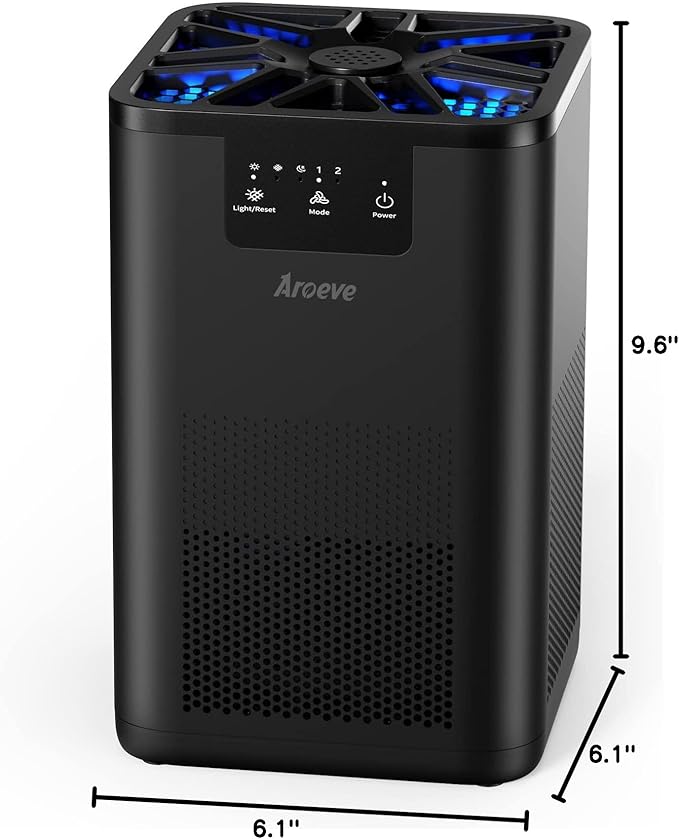 AROEVE Air Purifiers for Bedroom Air Purifier With Aromatherapy Function For Pet Smoke Pollen Dander Hair Smell 20dB Air Cleaner For Bedroom Office Living Room, MK06- Black(Available for California) - Bloomnest