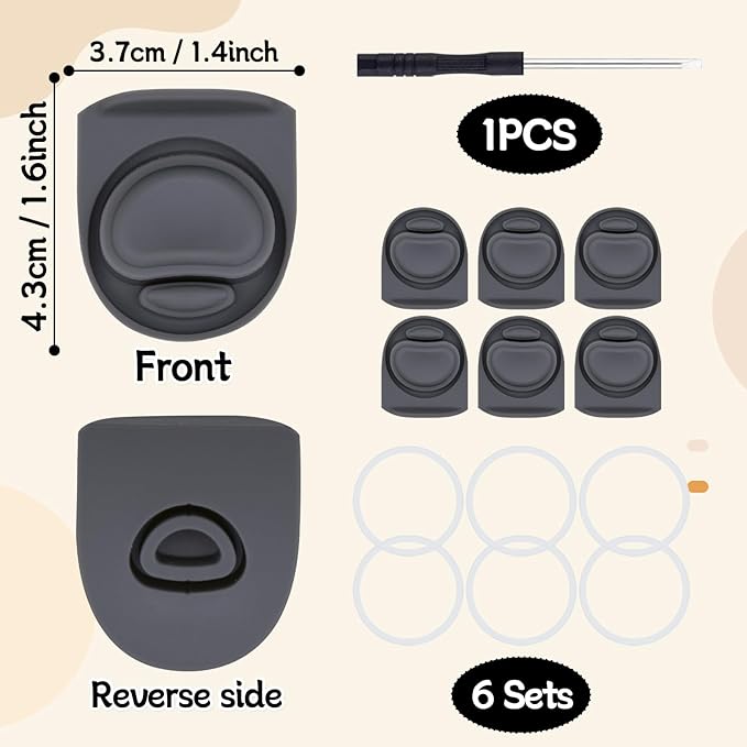 6 Sets Replacement Stopper and O Ring Gasket Compatible with Owala FreeSip 24oz 32oz,Water Bottle Lid Insert Cap Rubber Seal Parts for Owala 16/19/24/32/40oz Mouthpiece Accessories F1 Frokolla