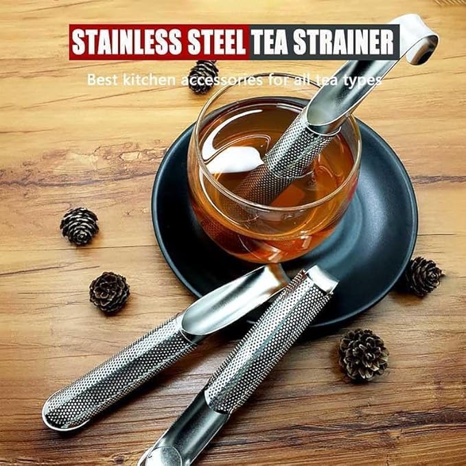 Stainless Steel Tea Diffuser, 2025 New Tea Artifact Creative Pipe Tea Infuser Mesh Strainer with Hanging Hook Handle, Universal Fine Holes Tea Interval Diffuser for Loose Tea Leaf Coffee Etc (4)