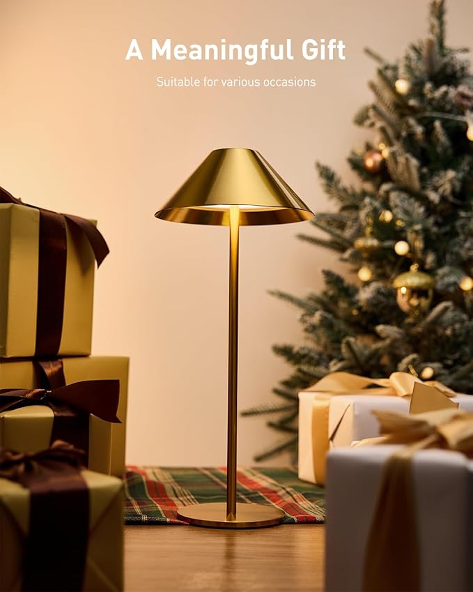 Bojim Gold Cordless Lamp Set of 2, Rechargeable Touch Table Lamps with 3 Color Dimming, Portable Wireless Lamps for Reading/Home Decor - Bloomnest