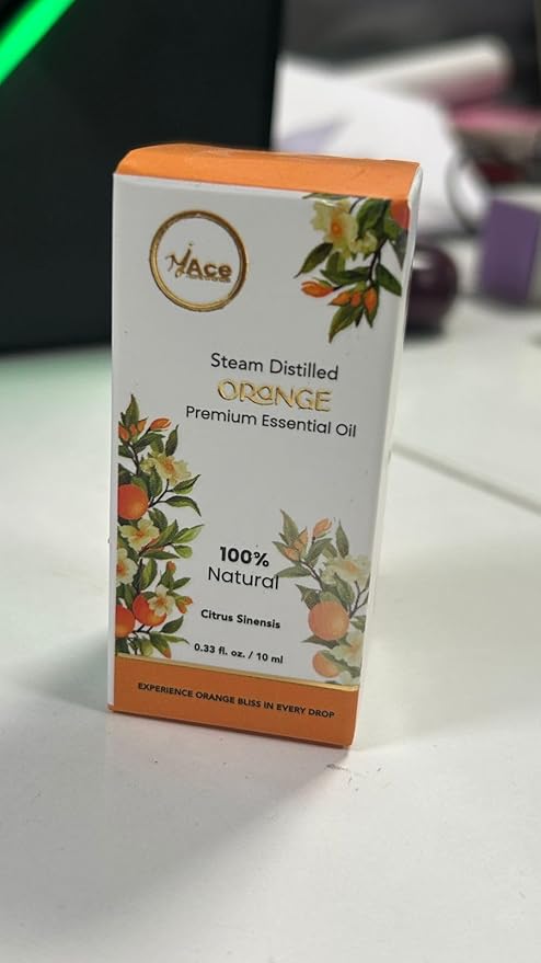 MyAce Orange Essential Oil – 100% Pure & Natural Cold-Pressed Sweet Orange Oil – 0.33 fl oz Amber Glass Bottle with Dropper – Aromatherapy, Diffuser, Candle & Soap Making, Skin & Hair Care MyAce
