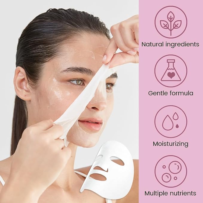 8 Pack Rose Face Mask,Pink Face Masks Skincare Spa Day Kit Supplies,Spa Party Favors for Women,Sheet Facial Mask Skincare Gifts Set,Moisturize Soothe for All Skin Types - Bloomnest