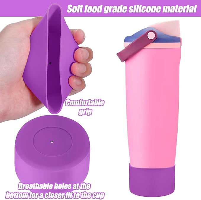 Mity rain 2PCS Protective Silicone Boots for Owala 30oz & 40oz FreeSip Sway Bottles & Tumblers - Accessories for owala, Enhances Stability & Prevents Scratches (Purple) Mityrain