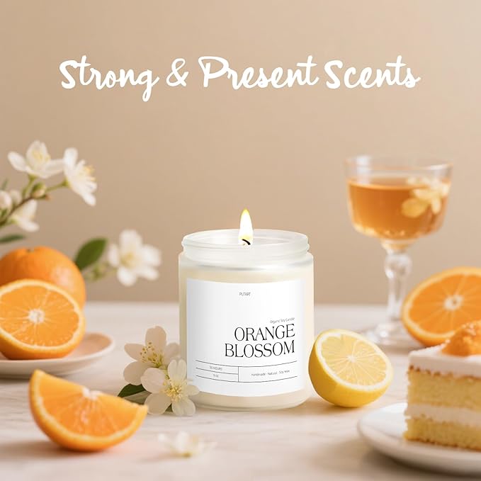 Orange Blossom Candles for Home Scented, Natural Soy Wax Aromatherapy Non Toxic Candle for Stress Relief, Long Burning & Lasting Candle Gifts for Halloween, Birthday, Christmas, Thanksgiving - Bloomnest