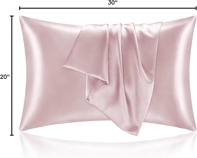 BEDELITE Satin Pillowcase for Hair and Skin, Super Soft and Cooling Similar to Silk Pillow Cases 2 Pack with Envelope Closure, Gift for Women Men(20"x30" Queen Size, Lotus Pink) - Bloomnest
