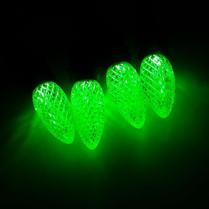 Meconard C9 Led Replacement Christmas Light Bulbs, C9 Shatterproof Led Bulbs for Christmas Indoor Outdoor String Lights, E17 Intermediate Base, Commercial Grade Holiday Bulbs, Green, 25Pack - Bloomnest
