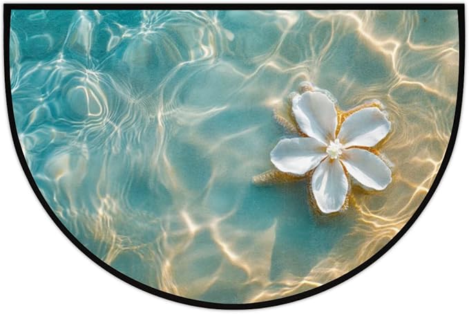 Half Round Door Mat, Beach Summer Flower Half Circle Rug for Home Decor Floor Indoor Outdoor Non-Slip Washable Half Moon Rug Doormat 36X24 Inch - Bloomnest