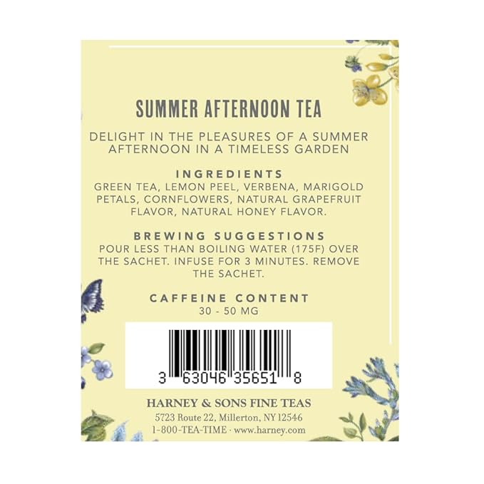 Harney & Sons Summer Afternoon Colonial Williamsburg Blend | Green Tea with Floral and Fruit Flavors - Bloomnest