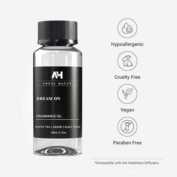 Dream On Diffuser Oil 120ml – Hotel Collection Essential Oils for Diffuser – White Tea, Vanilla & Cedarwood – Luxury Home Scent – Hotel Inspired Aromatherapy Oil for Home & Office - Bloomnest