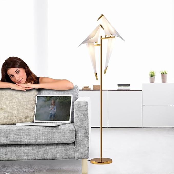 Bird Floor Lamp, 68" Bird Lamp Modern Gold Origami Swing Crane Floor Pendant Light Fixtures for Bedroom Dining Living Room - Bloomnest