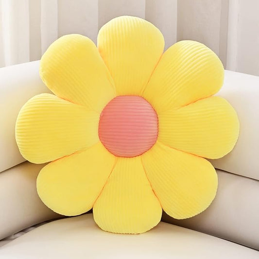 Sioloc flower pillow,flower Shaped Throw Pillow Butt Cushion flower Floor Pillow,Seating Cushion,Cute Room decor & Plush Pillow for bedroom sofa chair(Yellow,29.5'')