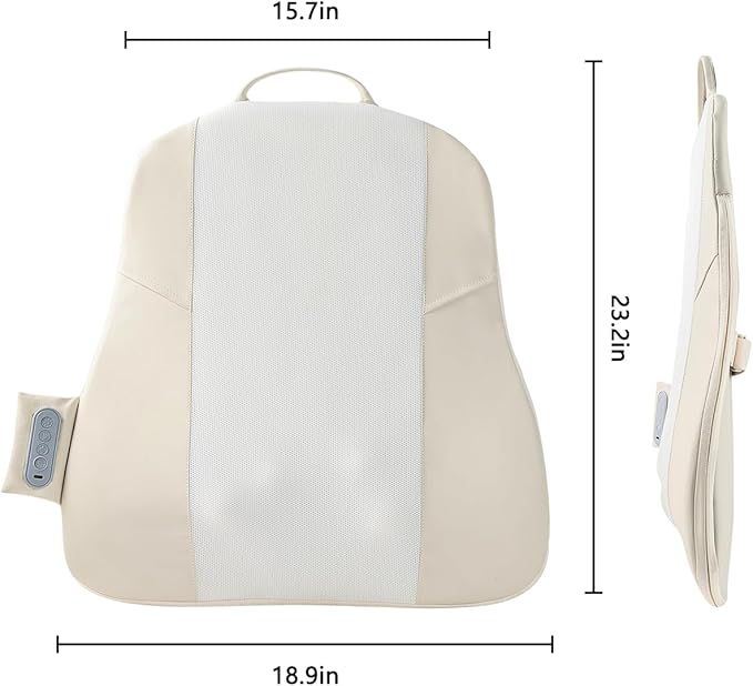 Back Massager for Pain Relief Deep Tissue, Ultrathin Rolling Up and Down Full Back Massage with Heat, 4D Shiatsu Kneading, Shoulder Massager, Extended Widened Design for Home, Office, Car Use, Beige - Bloomnest