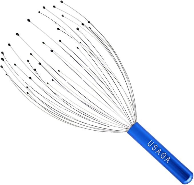 USAGA 36 Fingers Head Massager Scalp Massager Head Scratcher, Stocking Stuffers Gift for Scalp Body Relaxing (Blue) USAGA